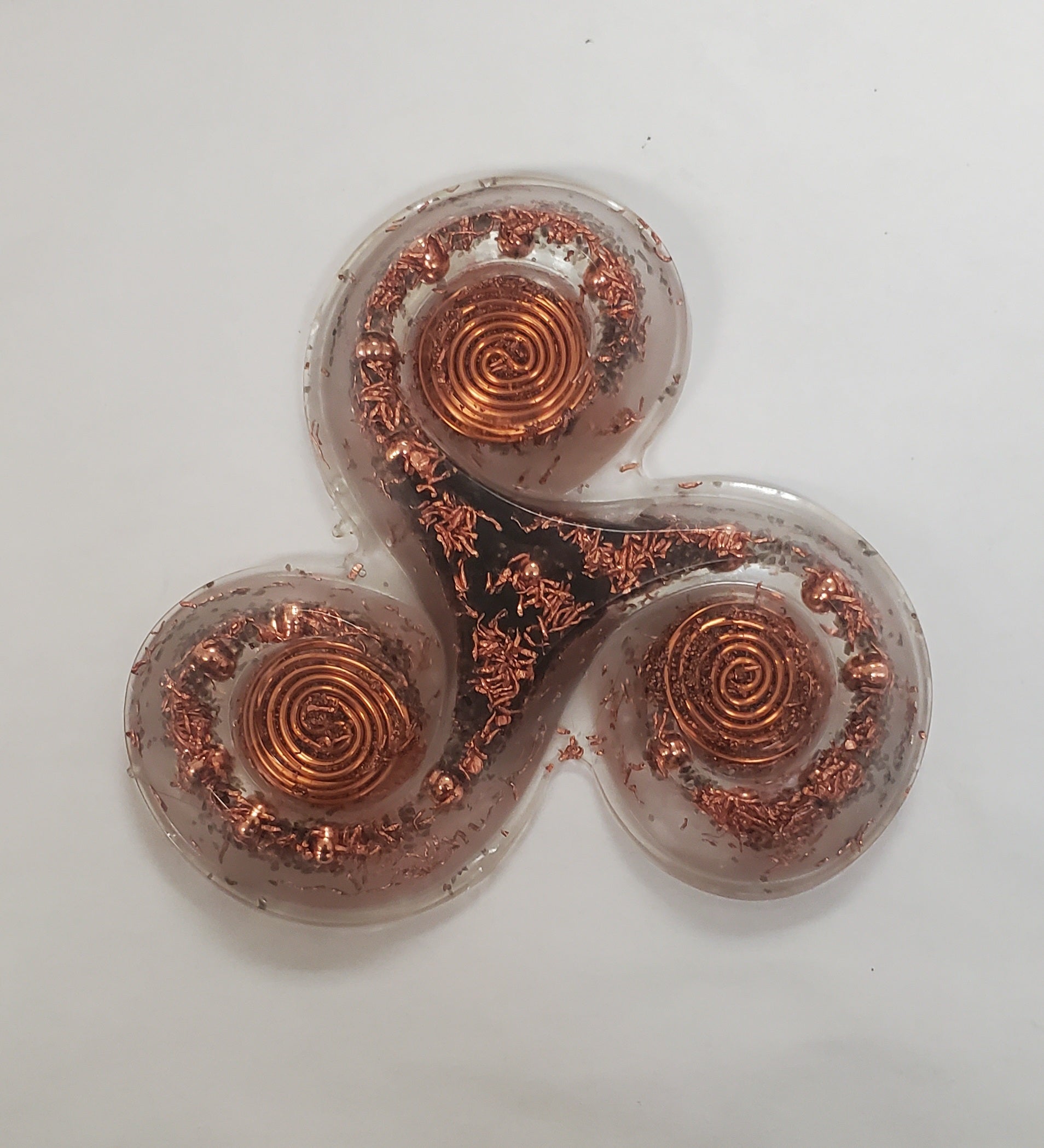 Triskelion with Obsidian, copper& metals